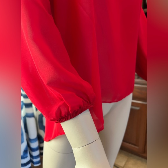 By & By Red Chiffon Giant Bow Blouse Size XL - Picture 4 of 12